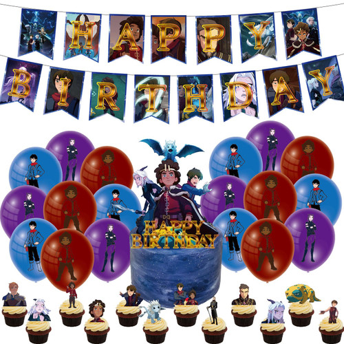 Dragon Prince Birthday Party Decoration, Include Birthday Banner, Cake Topper, Latex Balloons, for Dragon Prince Theme Fans, Kids Birthday Party Supplies, Baby Shower Dragon Prince Birthday Party Decoration, Include Birthday Banner, Cake Topper, Latex Balloons, for Dragon Prince Theme Fans, Kids Birthday Party Supplies, Baby Shower