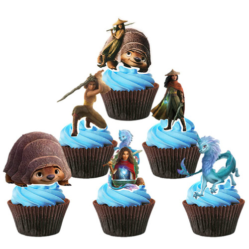 48 pcs Raya and The Last Dragon Cake Toppers for Kids Birthday Party Cake Decoration Supplies