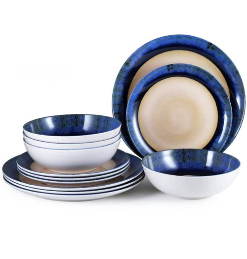 Melamine Dinnerware Sets, Melamine Dishes Set for 4, 12PCS Plates and Bowls Sets,Unbreakable Dinnerware, Lightweight, Dishwasher Safe, BPA Free, Great for Outdoor Use, Gradient Color Melamine Dinnerware Sets, Melamine Dishes Set for 4, 12PCS Plates and Bowls Sets,Unbreakable Dinnerware, Lightweight, Dishwasher Safe, BPA Free, Great for Outdoor Use, Gradient Color