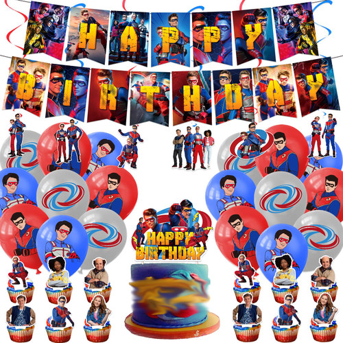Henry Birthday Party Decoration, Include Birthday Banner, Cake Topper, Latex Balloons, Hanging Swirls, for Henry TV Show Theme Kids Birthday Party Supplies