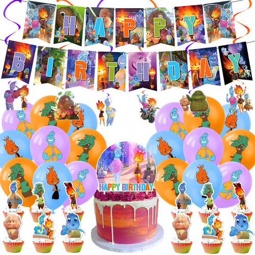 Elemental Birthday Party Decoration, Include Elemental Theme Birthday Banner, Cake Topper, Latex Balloons, Hanging Swirls, for Elemental Theme Kids Birthday Party Supplies, Baby Shower Elemental Birthday Party Decoration, Include Elemental Theme Birthday Banner, Cake Topper, Latex Balloons, Hanging Swirls, for Elemental Theme Kids Birthday Party Supplies, Baby Shower