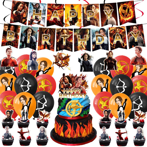 The Birthday Party Decoration, Include Birthday Banner, Cake Topper, Latex Balloons, Hanging Swirls, for Game Theme Kids Fans Birthday Party The Birthday Party Decoration, Include Birthday Banner, Cake Topper, Latex Balloons, Hanging Swirls, for Game Theme Kids Fans Birthday Party