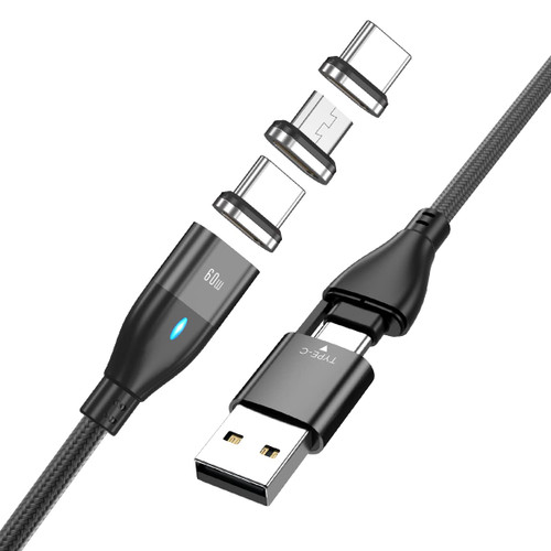 Magnetic Charging Cable, 6.6ft PD 60W Fast C to C Fast Charging and Data Transfer Magnetic USB C Cable, USB-A/USB-C to 6 in 1 Magnetic Cable Compatible with Notebook Laptop Type-C, Micro USB