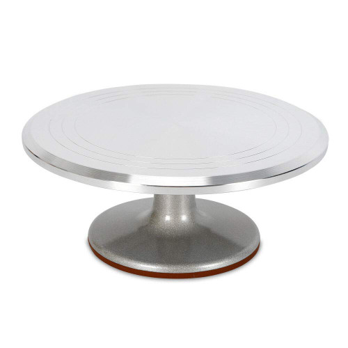 Aluminium Alloy Revolving Cake Stand - 12" Cake Plate Spinner Pottery Wheel Ball Bearing Clay Turntable 22kg Load, Rotating Cake Turntable for Cake, Cupcake Decorating Supplies