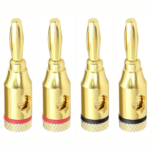 GELRHONR 4mm Banana Plug,Banana Plug Speaker Connectors,Gold Plated Speaker Pin Plugs Screwable for Audio HiFi Musical Adapter-4PCS