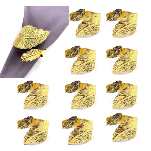 SYMFLOOR 12 Pack Gold Napkin Rings Set Napkin Holders Metal Napkin Ring for Dinning Table Decor Christmas Napkin Ring for Wedding Birthday Party Family Gather Table Setting Decoration