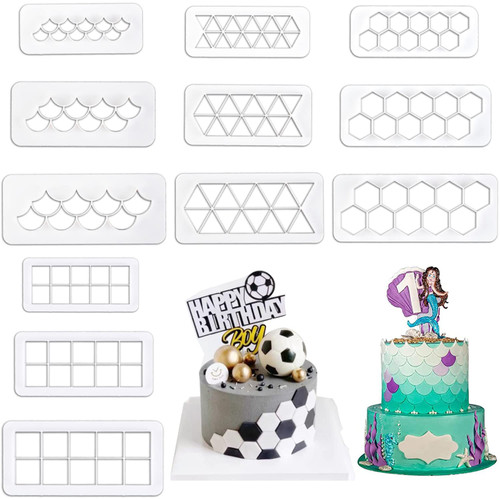 12 Pcs Cake Fondant Cutter, Fish Scale Fondant Cutters 4 Size Geometric Biscuit Cutters Cake Decorating Cookie Cutter Cake Border Decorating Tool for Square & Hexagon Cookie Cutters 12 Pcs Cake Fondant Cutter, Fish Scale Fondant Cutters 4 Size Geometric Biscuit Cutters Cake Decorating Cookie Cutter Cake Border Decorating Tool for Square & Hexagon Cookie Cutters