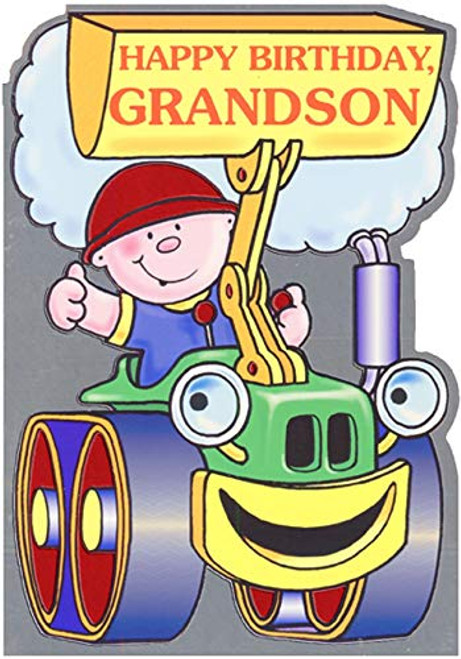 Designer Greetings Boy Driving Tractor Die Cut Juvenile Birthday Card for Grandson