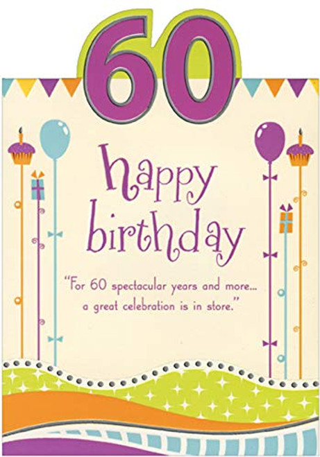 Designer Greetings For 60 Spectacular Years Die Cut Top Fold Age 60 / 60th Birthday Card Designer Greetings For 60 Spectacular Years Die Cut Top Fold Age 60 / 60th Birthday Card