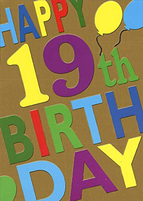 Designer Greetings Colorful Words on Gold Foil Age 19 / 19th Birthday Card Designer Greetings Colorful Words on Gold Foil Age 19 / 19th Birthday Card
