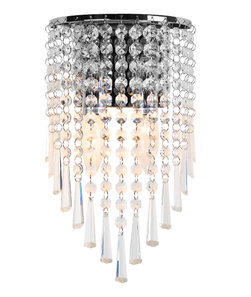 Mini Crystal Wall Sconce Modern Chrome Wall Light Fixtures 2 Lights Wall Lamps for Bedroom Living Room