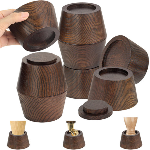 FASONLA Bed Risers (Set of 8) Furniture Risers Lifts Height 2", Oak Solid Wooden Risers for Bed, Furniture Risers with Non-Slip Recessed Hole (Monolithic Wood, 8pcs-2" Hight-Walnut Color)