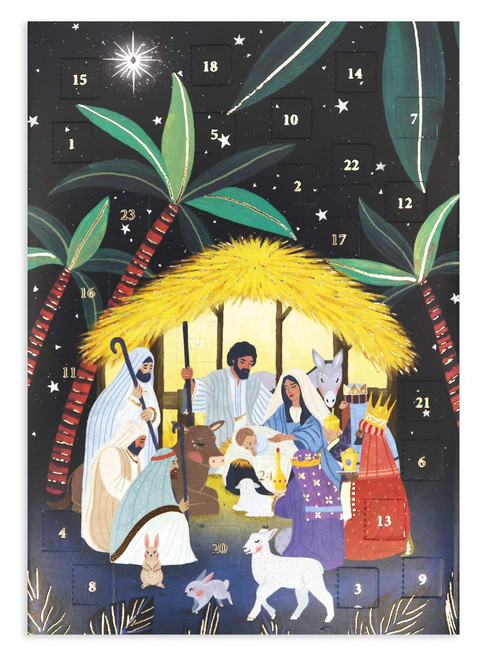 The Nativity Away in A Manger Christmas Advent Calendar Card