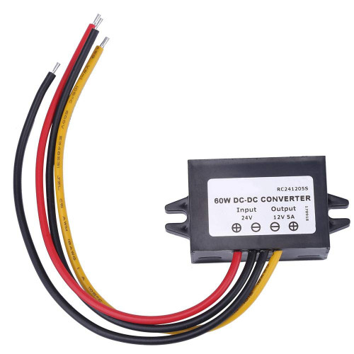 DC-DC Step Down Converter, 24VDC to 12VDC High Power Step Down Voltage Regulator, Mini Power Converter Module for Car Vehicles, IP68 Waterproof, 5A, 60W