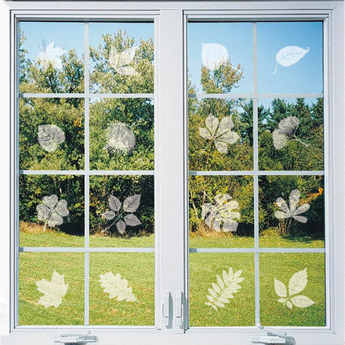 Anti Collision Window Clings Bird Strike Prevention Window Stickers Decals Static Leaf Shapes Stickers Prevent Bird Strikes on Window Glass - Clear