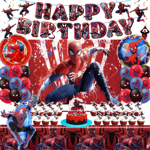 Spider Birthday Party Supplies for Kids, Spider Birthday Party Decorations Include Backdrop, Birthday Banner, Foil Balloons, Cupcake Toppers, Tablecloth for Spider Theme Party Spider Birthday Party Supplies for Kids, Spider Birthday Party Decorations Include Backdrop, Birthday Banner, Foil Balloons, Cupcake Toppers, Tablecloth for Spider Theme Party