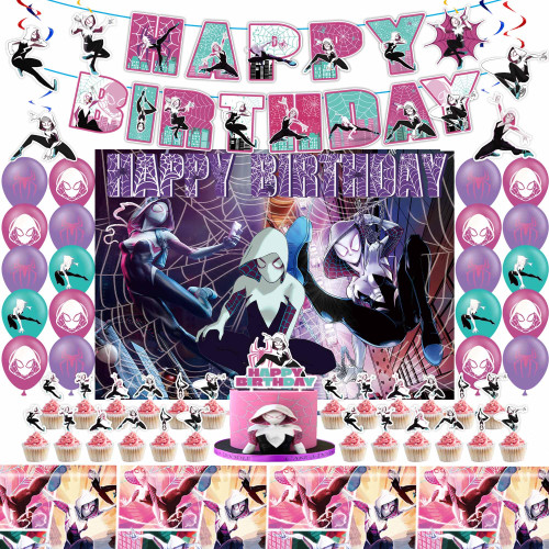 Spider Girl Birthday Party Supplies for Kids Girls, Spider Girl Birthday Decorations Include Birthday Banner, Hanging Swirls, Balloons, Backdrop, cupcake toppers, Tablecloth Spider Girl Birthday Party Supplies for Kids Girls, Spider Girl Birthday Decorations Include Birthday Banner, Hanging Swirls, Balloons, Backdrop, cupcake toppers, Tablecloth