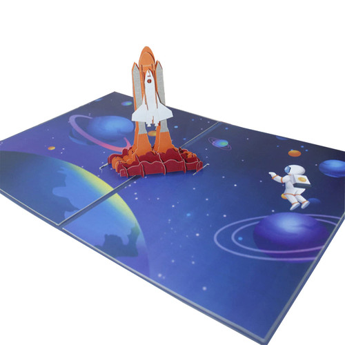 3D Space Shuttle Pop Up Greeting Card for Kids Spacecraft Spaceship Universe Science Lover - For All Occasion, Graduations, Happy Birthday Cards For Children, Son, Boy, Astronaut, NASA, College With Envelop