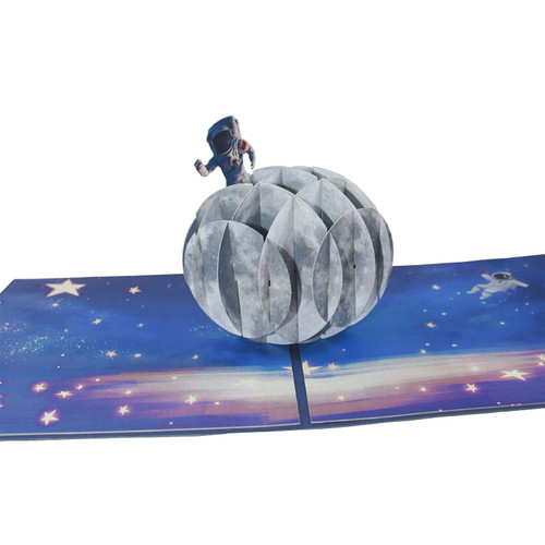 3D Space Lunar Astronaut Pop Up Moon Greeting Card for Children Space Universe Science Lover - For All Occasion, Graduations, Happy Birthday Cards For Kids, Son, Boy, Astronaut, NASA, College With Envelop