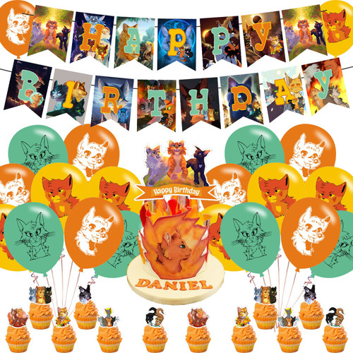 Warriors Cats Party Supplies,Birthday Party Decorations for Warriors Cats for Kids with Happy Birthday Banner,Cake Topper ,Balloons for Warriors Cats Theme Birthday Party Decorations Warriors Cats Party Supplies,Birthday Party Decorations for Warriors Cats for Kids with Happy Birthday Banner,Cake Topper ,Balloons for Warriors Cats Theme Birthday Party Decorations