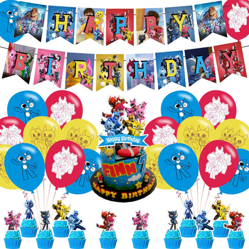 Miniforce Party Decorations,Birthday Supplies For Miniforce Includes Banner Cake Topper 12 Cupcake Toppers 18 Balloons