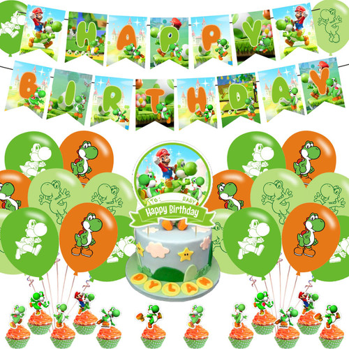 Yoshi Party Decorations,Birthday Party Supplies For Mario Yoshi Party Supplies Includes Banner - Cake Topper - 12 Cupcake Toppers - 18 Balloons Yoshi Party Decorations,Birthday Party Supplies For Mario Yoshi Party Supplies Includes Banner - Cake Topper - 12 Cupcake Toppers - 18 Balloons