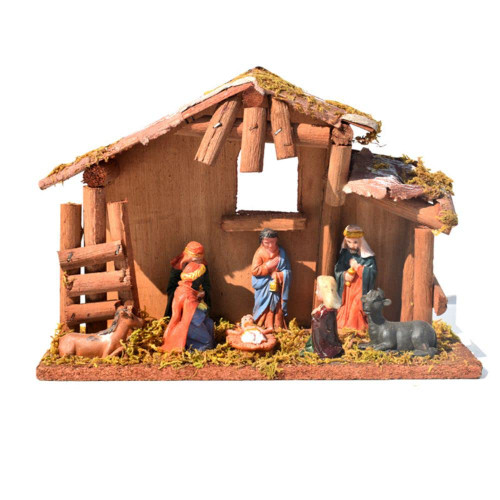 Peyan Christmas Nativity Figurine,9.5 Inch Nativity Scene Statue,Nativity Set with 8 Figures and Stable,Resin Holy Family Figure with Baby Jesus Ornament,Christmas Figurines Decor for Table,Shelf