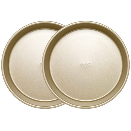 Goodful Nonstick Round Cake Pan Set, Heavy Duty Carbon Steel with Quick Release Coating, Made without PFOA, Dishwasher Safe, 2-Pack Bakeware Set, 9-Inch, Champagne Gold