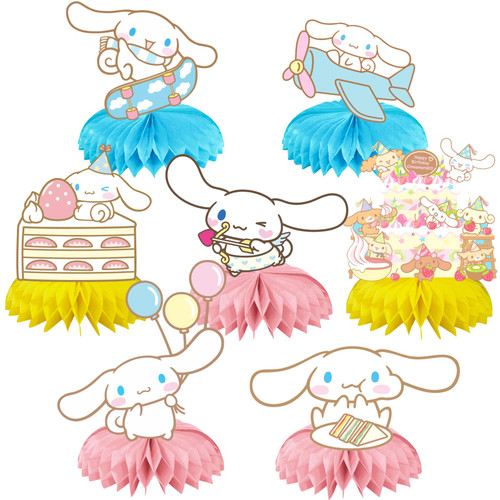 Cinnamoroll Birthday Party Decorations, 7Pcs Cinnamoroll Theme Party Centerpieces Table Toppers, Cake Toppers, Kawaii Birthday Supplies for Girls and Boys, Baby Shower