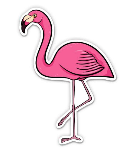 Flamingo Cute Tropical Classic Florida - 5" Vinyl Sticker - for Car Laptop I-Pad - Waterproof Decal