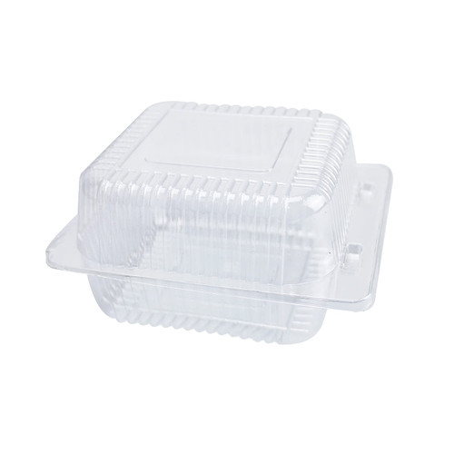 Cake Slice Containers,100PC Square Plastic Hinged Food Container Individual Clamshell Food Containers Disposable Plastic To Go Containers Takeout Tray for Salads, Pasta, Sandwiches 5.3x4.7x2.8 Inch (200)