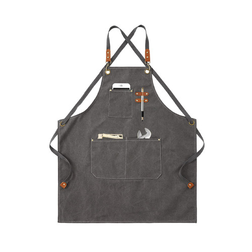 Chef Apron for Men and Women, Adjustable Straps and Large Pockets Canvas Aprons, Cross Back Waterdrop Resistant Bib Aprons for Kitchen, Cooking, Baking, Gardening, Painting, Working(M-XXL)Grey Chef Apron for Men and Women, Adjustable Straps and Large Pockets Canvas Aprons, Cross Back Waterdrop Resistant Bib Aprons for Kitchen, Cooking, Baking, Gardening, Painting, Working(M-XXL)Grey