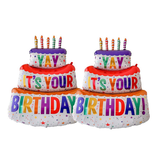 Birthday Cake Foil Balloon, 2pcs "IT'S YOUR BIRTHDAY" Balloons for Birthday Party Supplies Baby Shower Decorations