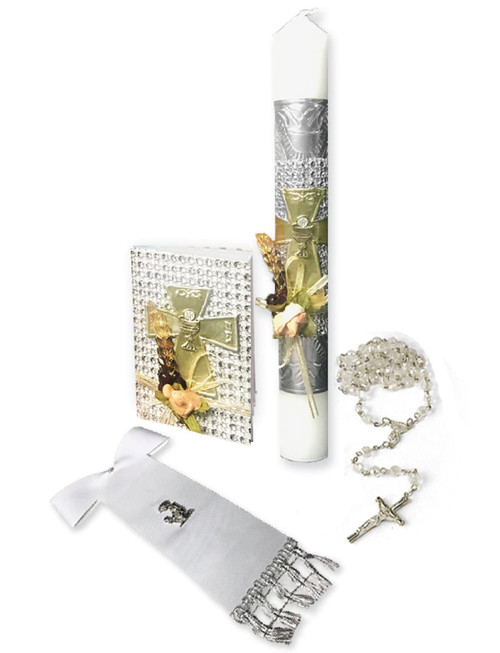 First Communion Gift Set for Boy Containing: Communion Missal Prayer Book, Rosary, Missal and Scarf First Communion Gift Set for Boy Containing: Communion Missal Prayer Book, Rosary, Missal and Scarf