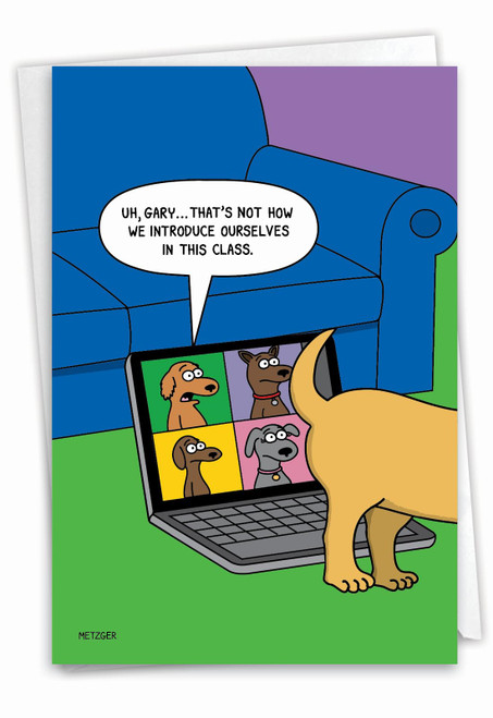 NobleWorks - 1 Funny Animal Card for Birthdays - Pet Cat and Dog Humor, Birthday Notecard with Envelope - Dog Butt Zoom C9606BDG NobleWorks - 1 Funny Animal Card for Birthdays - Pet Cat and Dog Humor, Birthday Notecard with Envelope - Dog Butt Zoom C9606BDG