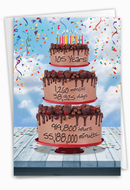 NobleWorks - Milestone Birthday Greeting Card with Envelope (4.63 x 6.75 Inch) - 105 Year Time Count C2797MBG
