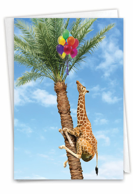 NobleWorks Birthday Greeting Card with 5 x 7 Inch Envelope (1 Card) BdayTree Animals-Giraffe C10323ABDG