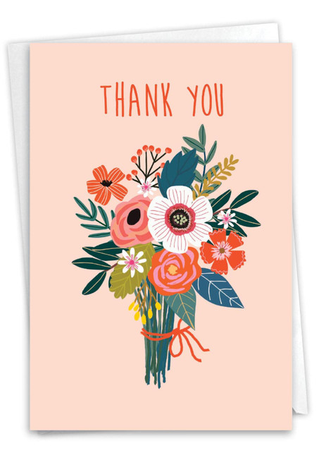 NobleWorks Birthday Thank You Greeting Card with 5 x 7 Inch Envelope (1 Card) Bouquets of Thanks C2814ITBG