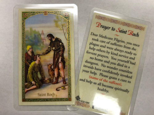 Holy Prayer Cards for The Prayer to St. Roch - Saint of Infectious Diseases in English Set of 2