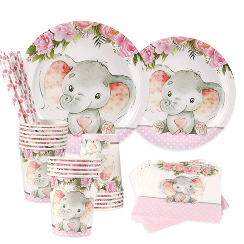 Elephant Baby Shower | Serves 24 | Pink Elephant Party Supplies Decorations | Elephant Baby Shower or Birthday for Little Girl | Dinner Plates, Dessert Plates, Cups, Straws and Napkins Elephant Baby Shower | Serves 24 | Pink Elephant Party Supplies Decorations | Elephant Baby Shower or Birthday for Little Girl | Dinner Plates, Dessert Plates, Cups, Straws and Napkins