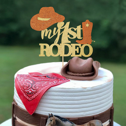 YESSWL My 1st Rodeo Cake Topper - Gold Glitter Rodeo Themed Party Decorations for 1st Birthday?photo Booth Props, Cowgirl Party / Cowboy Party Sign Cake Topper?my First Rodeo Birthday Party Supplies YESSWL My 1st Rodeo Cake Topper - Gold Glitter Rodeo Themed Party Decorations for 1st Birthday?photo Booth Props, Cowgirl Party / Cowboy Party Sign Cake Topper?my First Rodeo Birthday Party Supplies