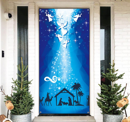 Birth of Jesus Door Cover Christmas Night Manger Nativity Scene Door Banner Large Religious Christmas Backdrop Decoration Manger Scene Religious Blue Banner Jesus Nativity Backdrop 6.6 x 3.0 ft Birth of Jesus Door Cover Christmas Night Manger Nativity Scene Door Banner Large Religious Christmas Backdrop Decoration Manger Scene Religious Blue Banner Jesus Nativity Backdrop 6.6 x 3.0 ft