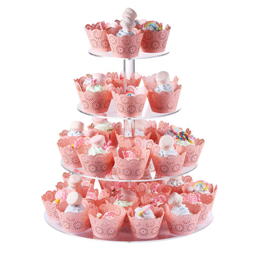 Cupcake Stand, 4 Tier Round Acrylic Cupcake Display Stand Holder, Clear Dessert Pastry Tower for Wedding, Birthday, Theme Party, Baby Shower Cupcake Stand, 4 Tier Round Acrylic Cupcake Display Stand Holder, Clear Dessert Pastry Tower for Wedding, Birthday, Theme Party, Baby Shower