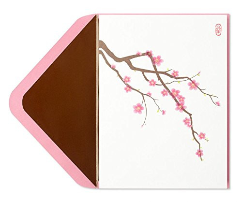 Papyrus Embellished Valentines Day Card - Pink Cherry Blossoms Branch - Sending You Wishes for a Perfect Day