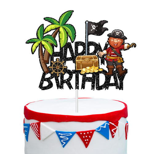 Pirate Cake Topper, Pirate Theme Cake Topper, Happy Birthday Sea Sailing Cake Supplies - Multicolored Baby Shower Kids Nautical Party Supplies Pirate Cake Topper, Pirate Theme Cake Topper, Happy Birthday Sea Sailing Cake Supplies - Multicolored Baby Shower Kids Nautical Party Supplies