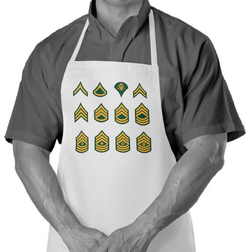 ExpressItBest Cooking/Grilling Apron with US Army, enlisted rank insignia - Durable Spun Polyesther - Softer than cotton ExpressItBest Cooking/Grilling Apron with US Army, enlisted rank insignia - Durable Spun Polyesther - Softer than cotton