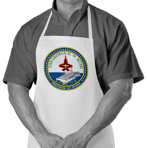 ExpressItBest Cooking/Grilling Apron with US Navy USS George H. W. Bush (CVN-77) - Durable Spun Polyesther - Softer than cotton