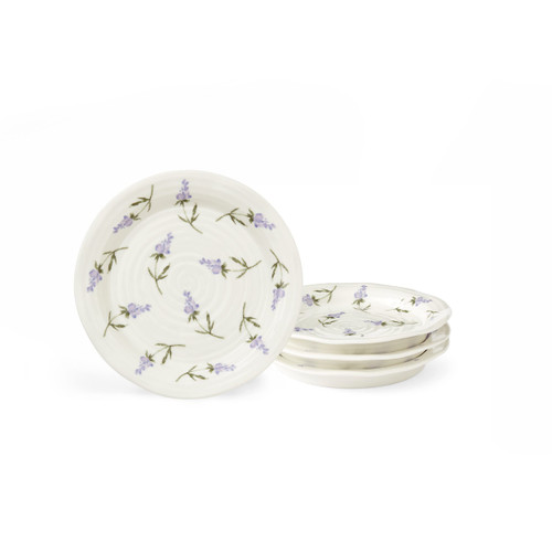 Portmeirion Sophie Conran Lavandula Side Plate Set of 4, Porcelain Dessert, Appetizer, Small Dinner and Salad Plate, Microwave and Dishwasher Safe Dinnerware, 6-Inch Diameter