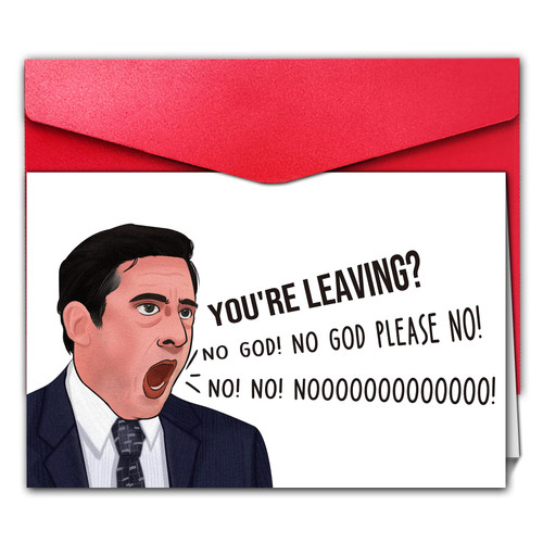 GYYsweetus Funny Michael Scott Leaving Card for Colleague, The Office Retirement Card for Grandpa, Going Away Farewell Card for Friends Coworker, TV Show Card