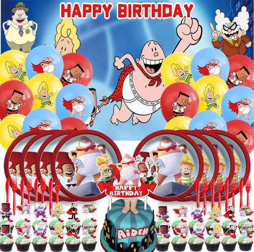 Captain Underpants Party Supplies Plates Decorations Birthday Cake Topper Banner Decor Backdrop Balloons